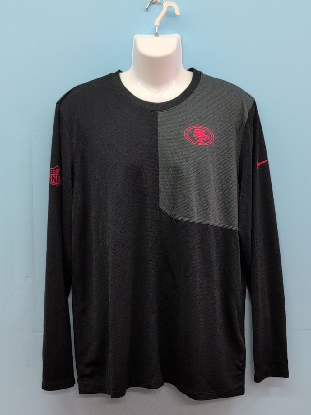Nike San Francisco 49ers Sideline Coach Men's Dri Fit Long Sleeve Shirt XL Black